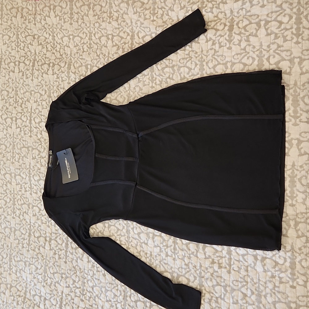 Black Sheer Mesh Square Neck Binding Detail Bodycon Dress